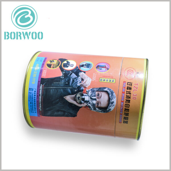 Printable Large cardboard tube packaging for respirator mask.This tube box is made of 400g SBS as material for inner and outer tube with thickness of 1mm each.