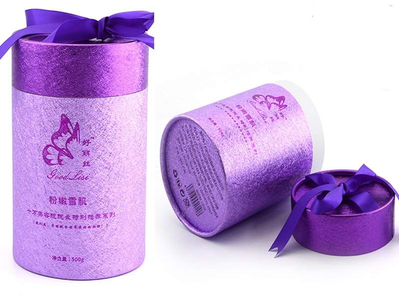 Cusrom Purple Cosmetics round cardboard boxes for skin care