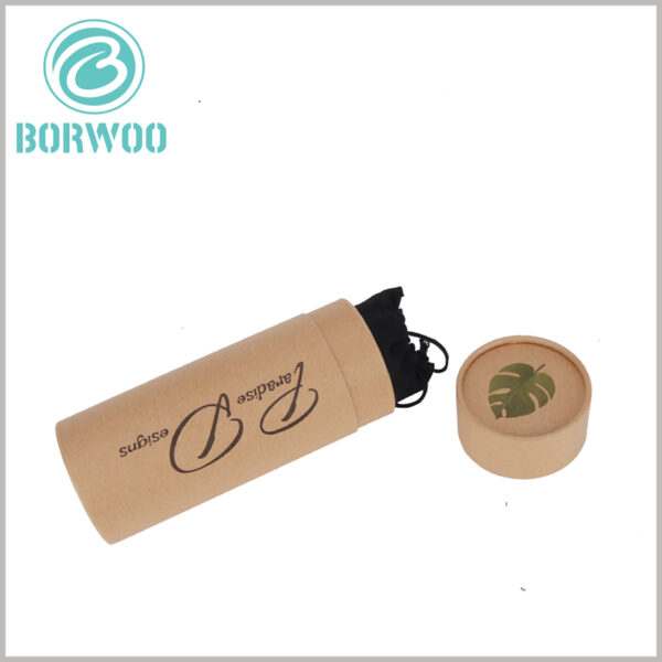 Quality Kraft paper tube packaging for sunglass.Printing brand logo on paper tube cover