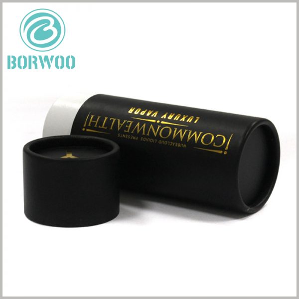 Recycled black paper round cardboard boxes with gold stamping