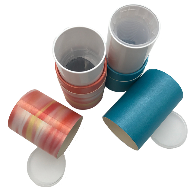 Round deodorant packaging with twist up