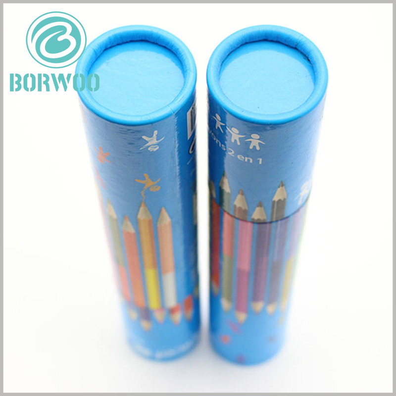 Small cardboard tubes packaging for coloring pencils boxes.CMYK printing makes the color of the paper tube very rich, and the customer will be attracted by the dazzling color pattern, leaving a deep impression on the product.