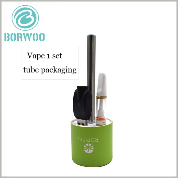 Small cardboard tubes packaging for vape set, the paper tube part uses printed content to promote the product and brand.