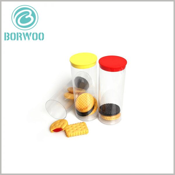 Small clear tube boxes packaging for biscuits.Clear round boxes The diameter of the package is the same as the size of the cookie. We can meet all your custom packaging needs.