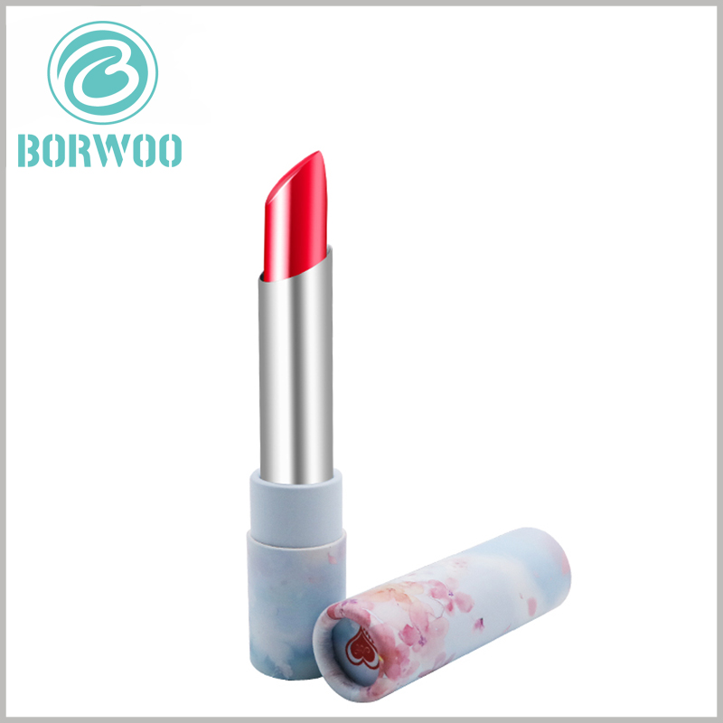 Small paper tubes packaging for lipstick boxes.made of degradable material, made of naturally degradable paper tube and silver plastic lipstick extensible base