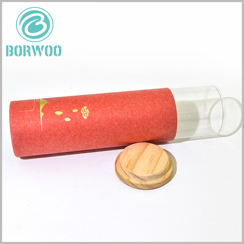 Small tube gift box with wooden lids wholesale