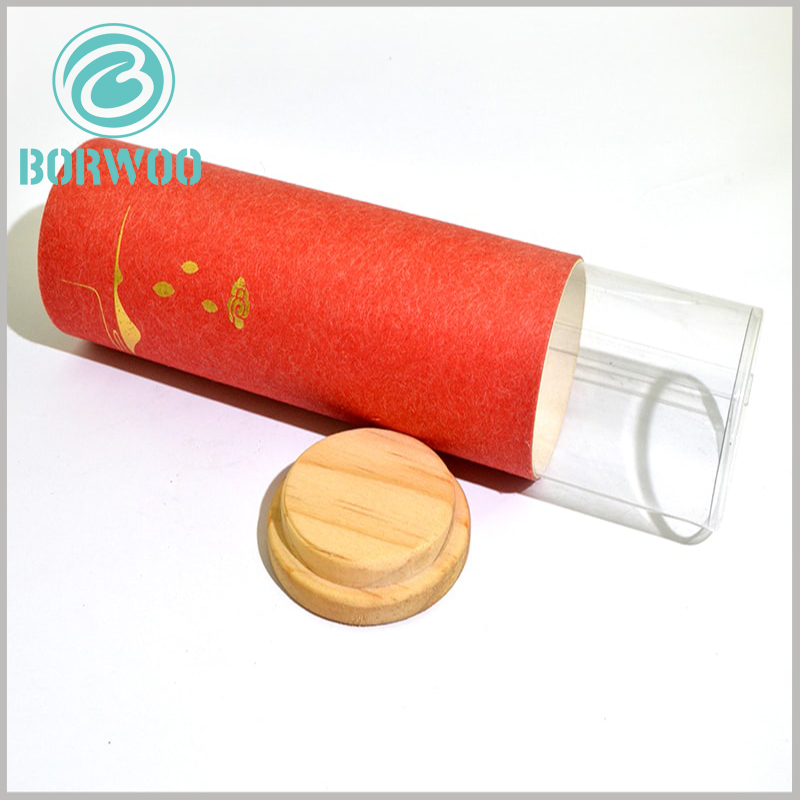 Small tube gift box with wooden lids