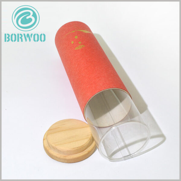Small tube gift boxes with wooden lids
