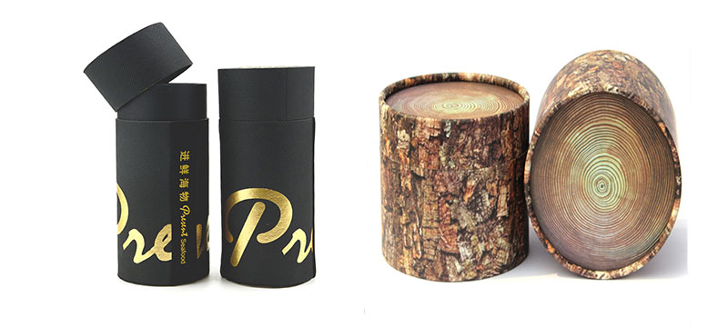 wholesale Special paper tube packaging boxes,Imitation leather paper tube packaging with stamping logo, imitation wood paper packaging using 3D printing technology to imitate various wooden boxes, have played a role in enhancing product value