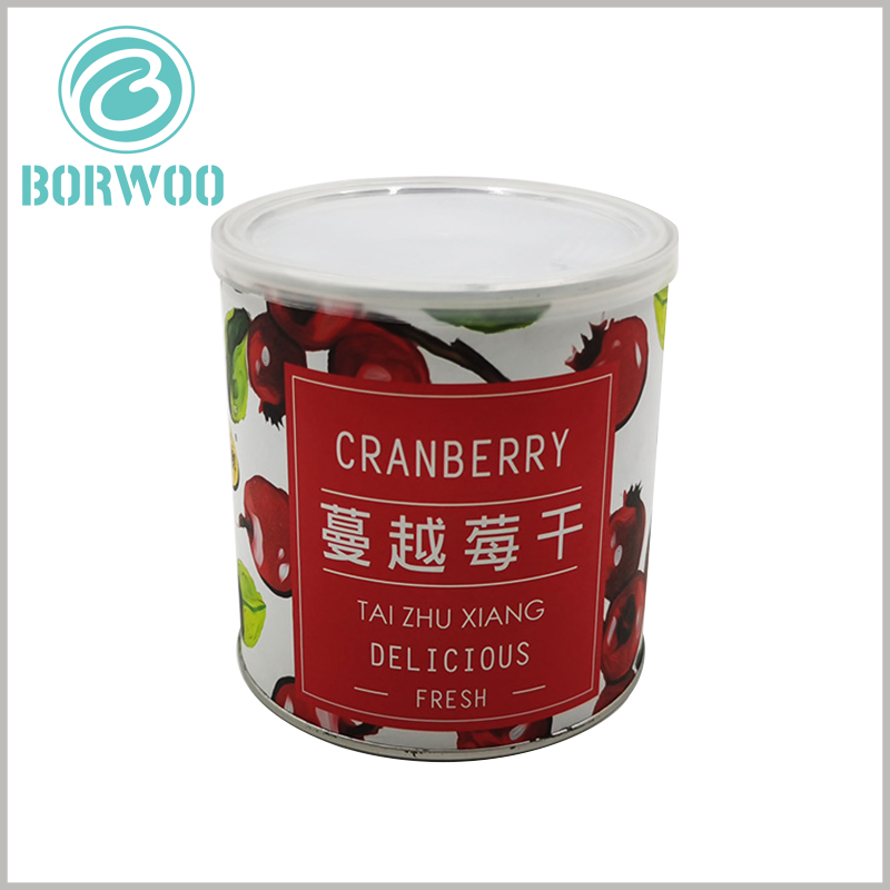 Strawberry dried fruit food tube packaging with plastic lids.Using the differentiated printed content of paper tube packaging can better promote products and brands