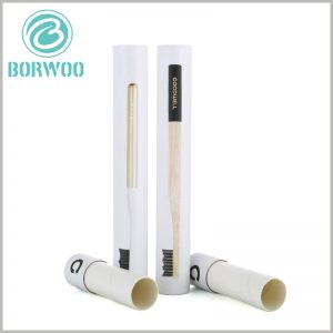 White paper tube for toothbrush packaging. The customized paper tube is made of high-quality white cardboard as the raw material, and the cut of the paper tube is also flat without curling.
