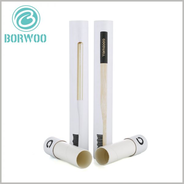 White paper tubes for toothbrush packaging. This package is made of 400gsm white cardboard, which is very robust for such a small diameter and can hold firm the structure.