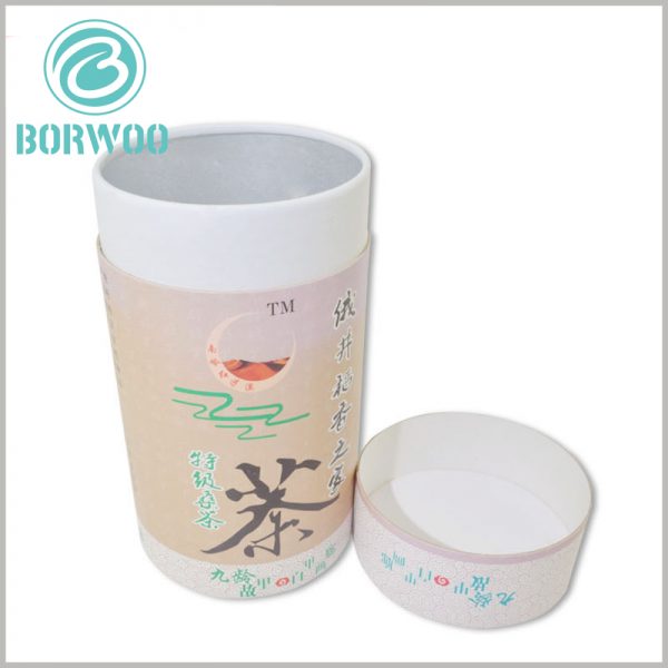 White tea cardboard tube boxes packaging with logo