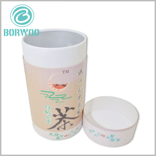 White tea cardboard tube boxes packaging with logo