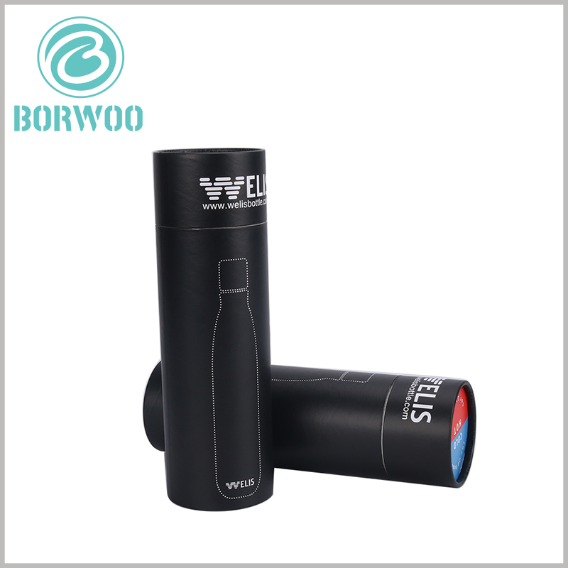 Wholesale Black cardboard tubes packaging boxes for bottles.The cover printing website allows customers to learn more about the company.