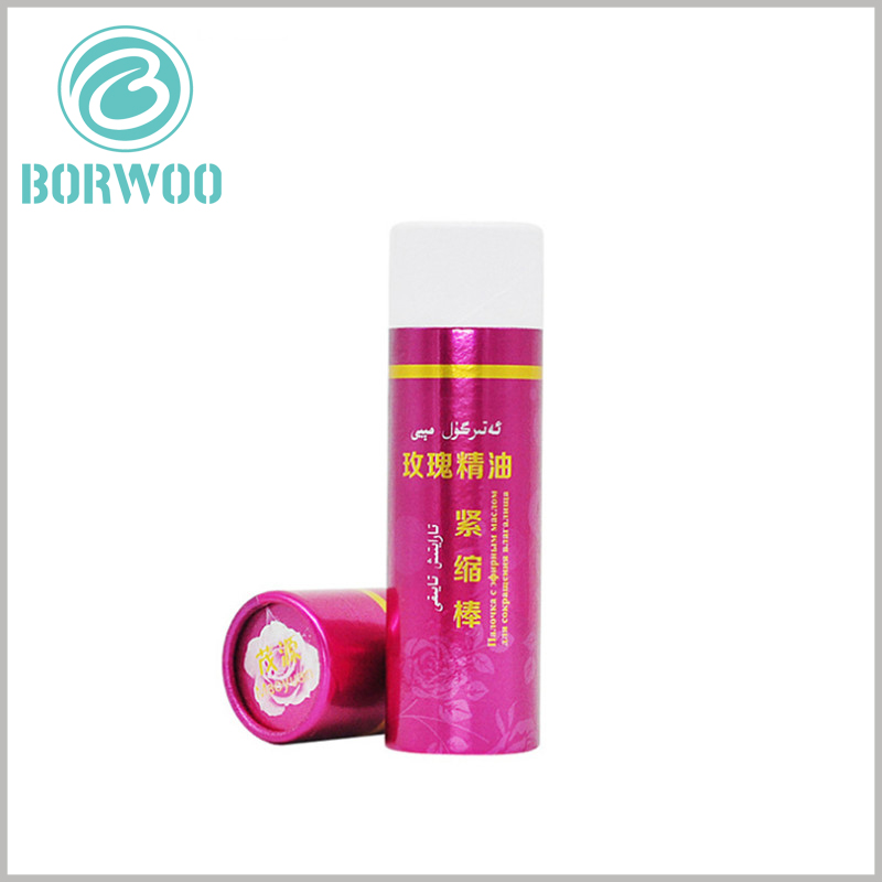 Wholesale Exquisite paper tube for rose essential oil packaging.Packaging surface coating treatment to increase the brightness of the package