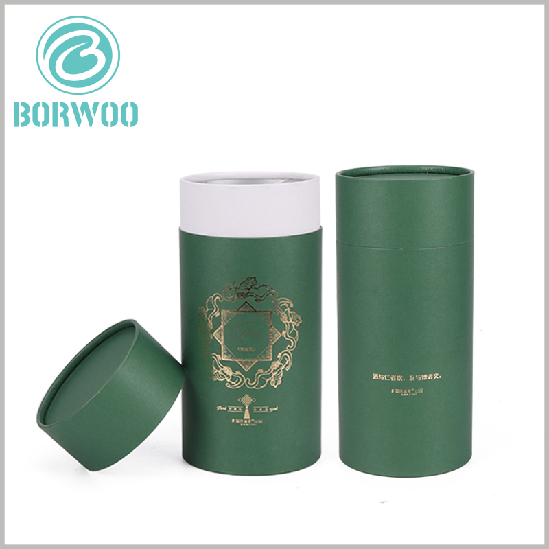 Wholesale Large diameter cardboard tube packaging for wine.the printed paper tube packaging with bronzing printing.