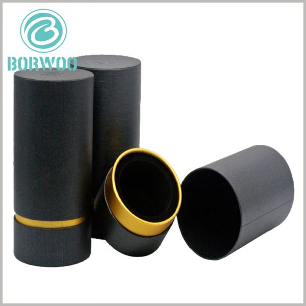 Wholesale black small cardboard tubes packaging for perfume.There is a base inside the paper tube, to ensure everything right during transportation and usage of the goods.