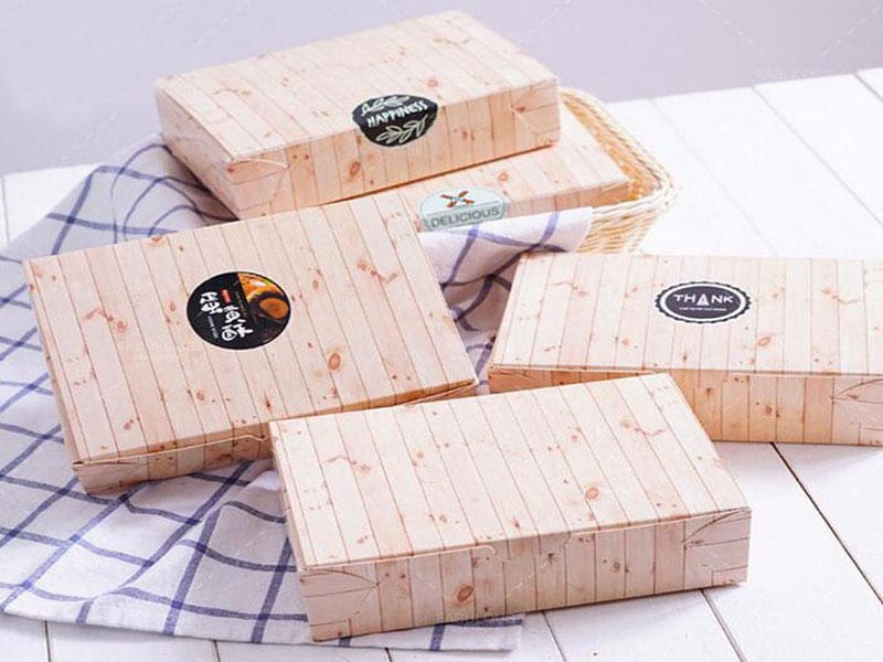 Wood grain paper food box