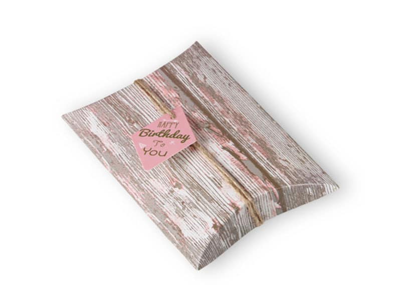 Wood grain paper pillow box