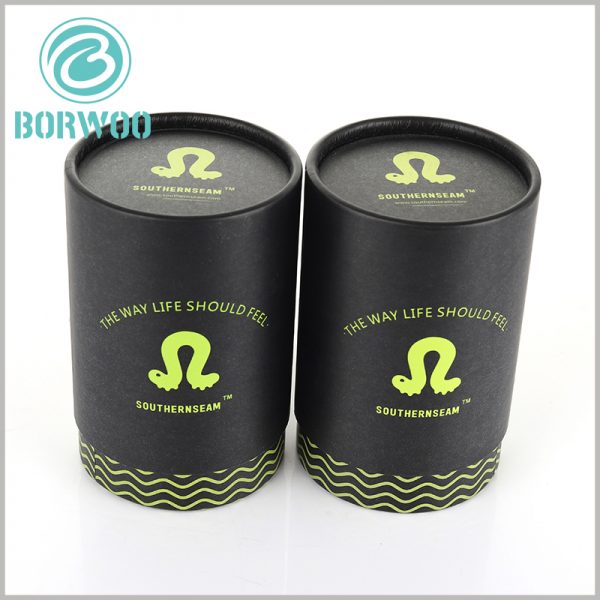 black cardboard paper tube packaging with curl. The top and bottom curls of the cardboard round boxes are smooth and flat, which can better reflect the high quality of the product.