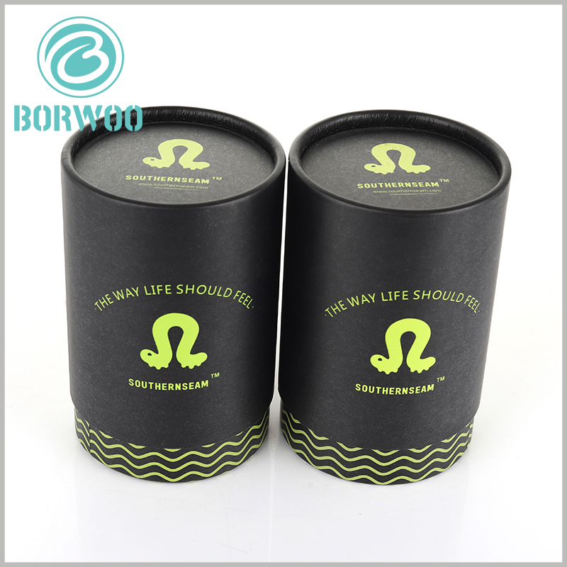black cardboard paper tube packaging with curl. The top and bottom curls of the cardboard round boxes are smooth and flat, which can better reflect the high quality of the product.