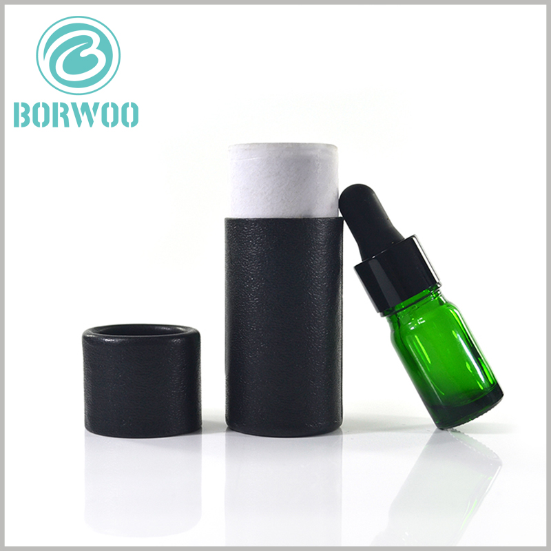 black cardboard round boxes for 10 ml essential oil packaging.black paper tube packaging boxes wholesale.