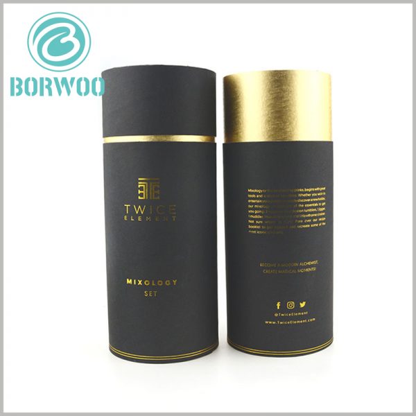 black cardboard tube for wine box packaging.all the printable contents are made of hot golden stamping