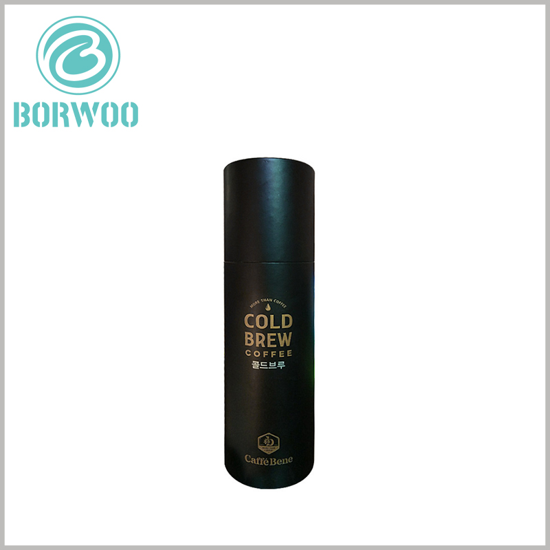 black cardboard tubes cup packaging boxes with bronzing logo wholesale.Luxury product packaging increases product value