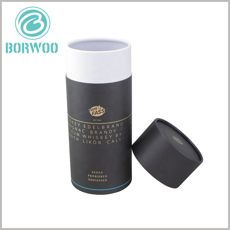 black cardboard tubes packaging boxes wholesale.Embossing golden hot stamping printing to show LOGO