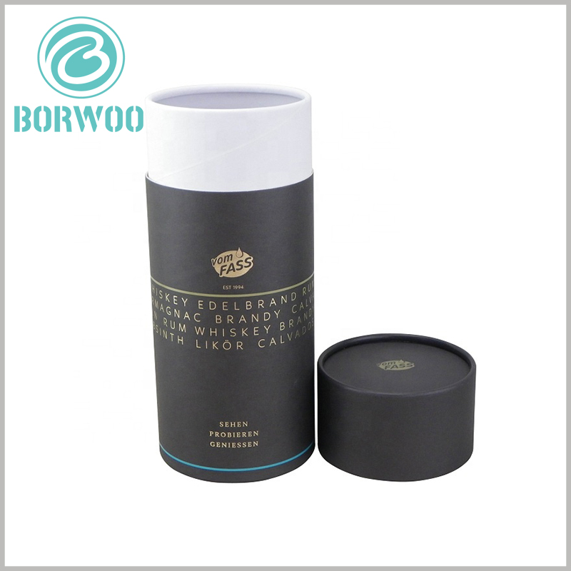 black cardboard tubes packaging with bronzing logo.Advanced printing and finishing make the packaging more perfect