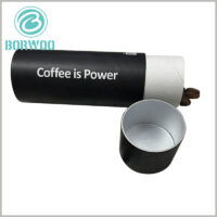 black food grade tube for coffee bean packaging.The diameter and height of the customized paper tube packaging are determined according to the capacity of coffee beans.