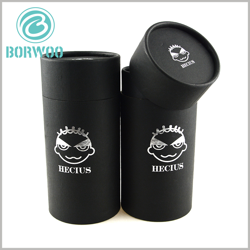 black hard cardboard tubes packaging with logo wholesale.