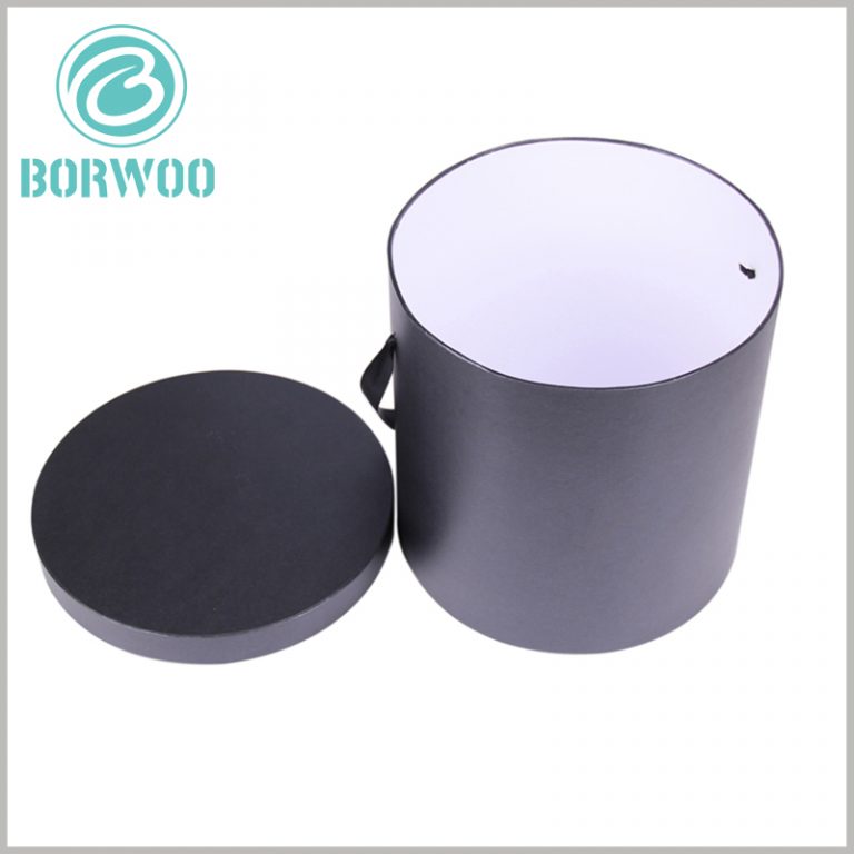 Black large round cardboard boxes with lids wholesale Tube boxes