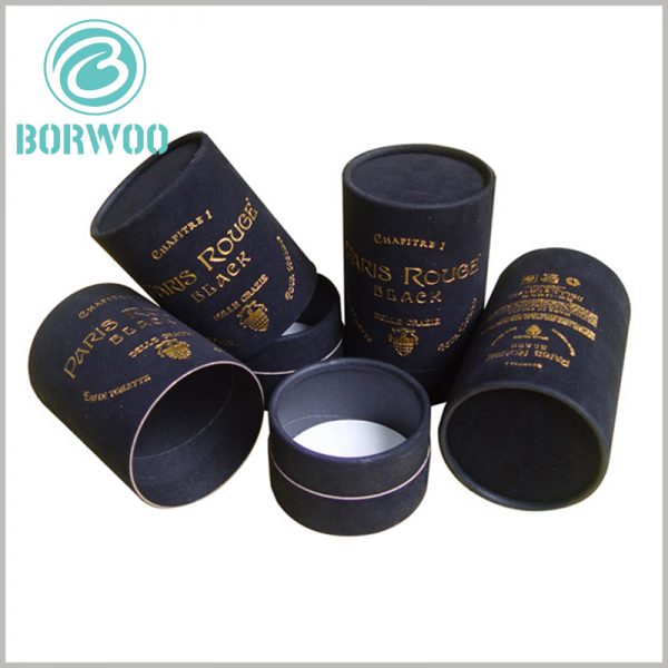 black paper tube perfume packing with bronzing printing.Custom black perfume packaging with bronzing logo to Enhance the luxury of packaging and productsblack paper tube perfume packing with bronzing printing.Custom black perfume packaging with bronzing logo to Enhance the luxury of packaging and products