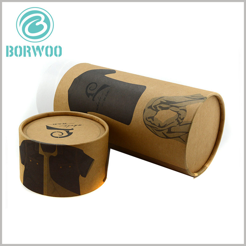 brown kraft paper tube boxes packaging for t-shirts