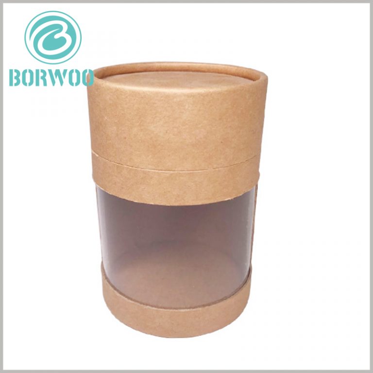 Brown kraft paper tube packaging boxes with windows Tube boxes