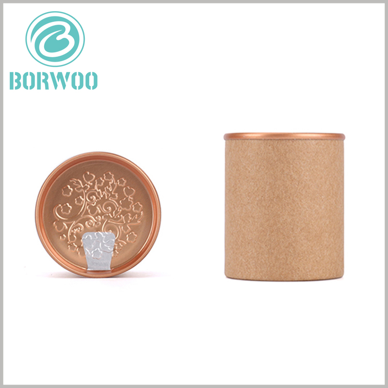 brown tube packaging with easy open aluminium lid.The aluminum foil cover can have lines or patterns and can be fully customized.