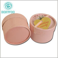 candy tube packaging boxes.Pink candy tube packaging with golden cardboard label