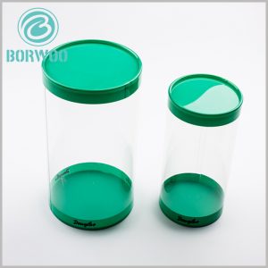 clear pvc tube packaging boxes with printed plastic lids