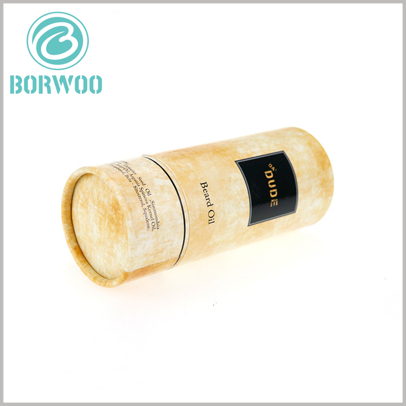 cmyk printing paper tube boxes for essential oil packaging.Light yellow packaging background and theme