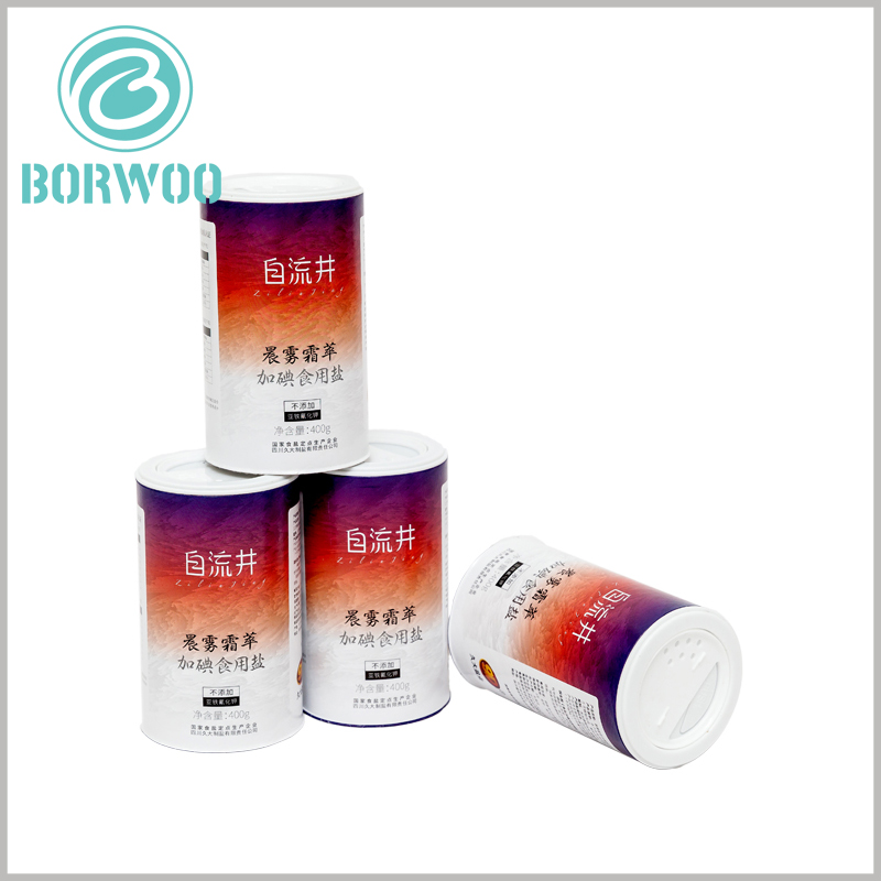 color cardboard round boxes for salt packaging. The content of the packaging design is closely related to Haiyan, and the characteristics of the product are reflected through patterns and text messages.