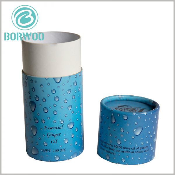 creative cardboard round boxes for 100ml essential oil packaging.Reversed smooth edge for the outer tube and the lid.