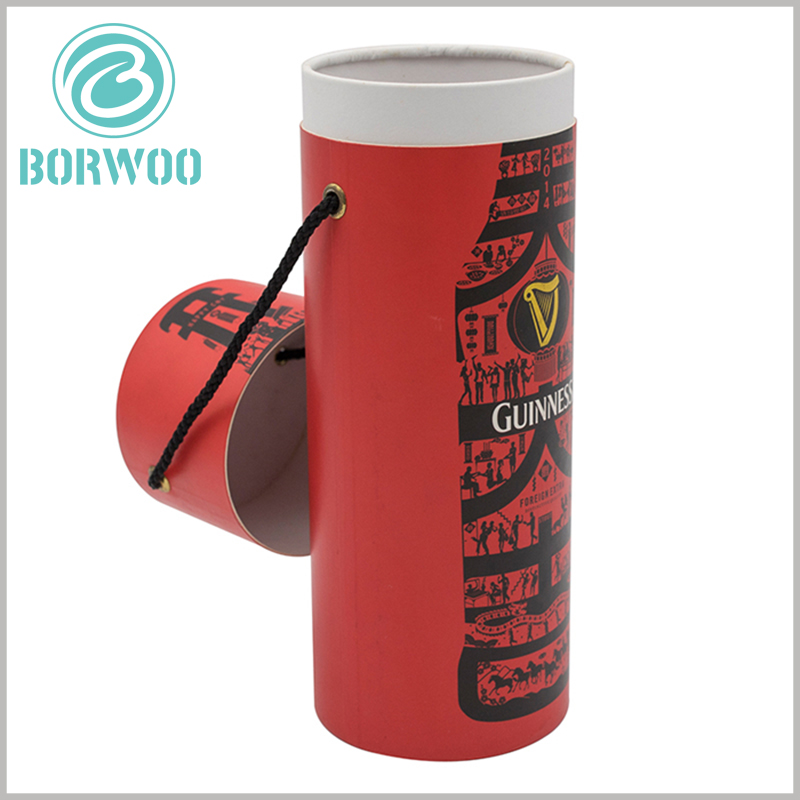 creative cardboard tube boxes with handle for wine packaging