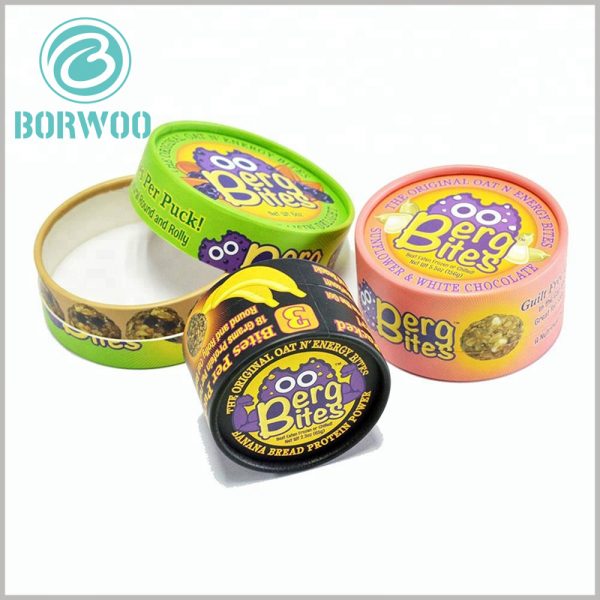 creative cookie packaging boxes wholesale.Printed cardboard round boxes with lids enhance brand awareness
