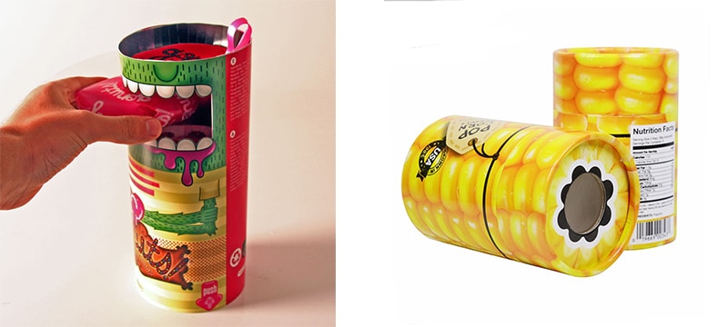 Creative cardboard tube food packaging boxes wholesale, using 3D printing, creating a concept of purle naturl food