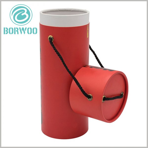 creative printed red tube packaging with handle