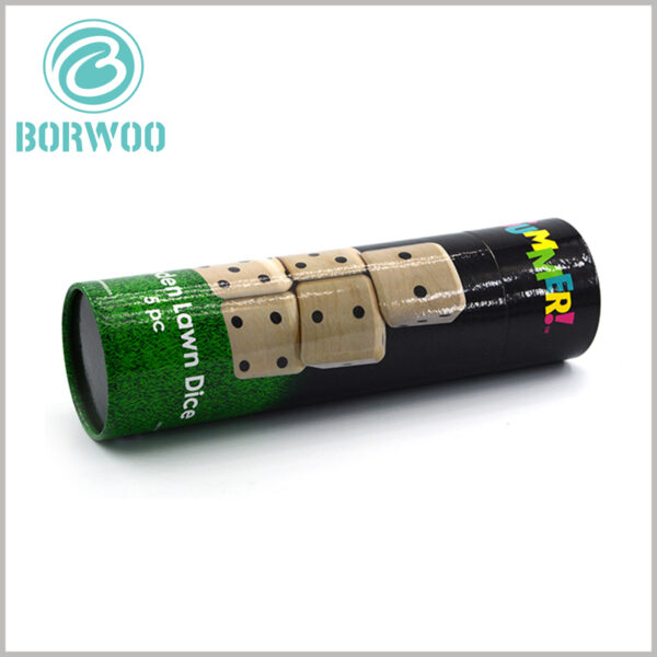 creative small cardboard round tube boxes packaging for lawn dice.use 300g double white cardboard paper as material