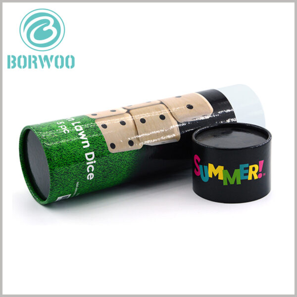 creative small cardboard tubes packaging for lawn dice boxes.The design itself seems to be simply photo of dices