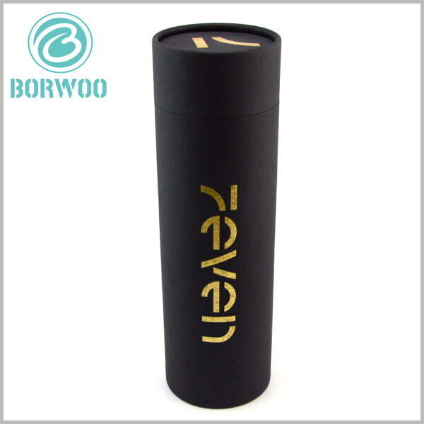 custom black cardboard paper tube packaging for wine.Simple packaging design style